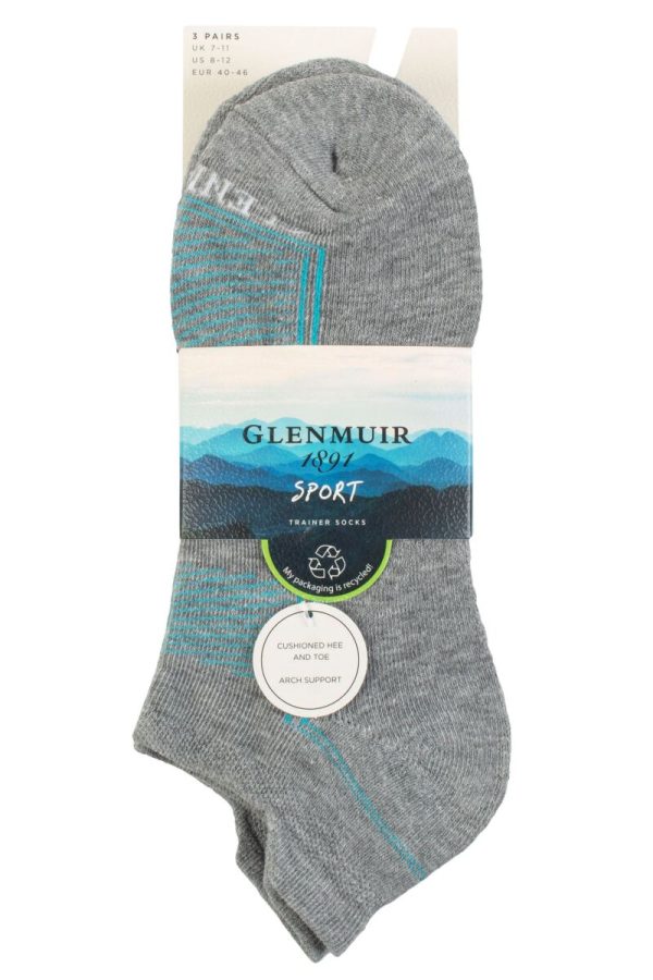 3 Pair Glenmuir Mens Trainer Socks Online now