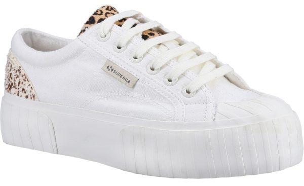 Superga 2631 Calfhair Details Womens Lace Up Animal Print Trainer Hot on Sale