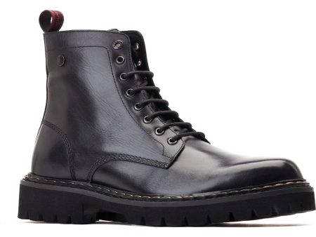 Base London Sutton Mens Leather Lace Up Combat Boot For Sale