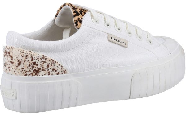 Superga 2631 Calfhair Details Womens Lace Up Animal Print Trainer Hot on Sale