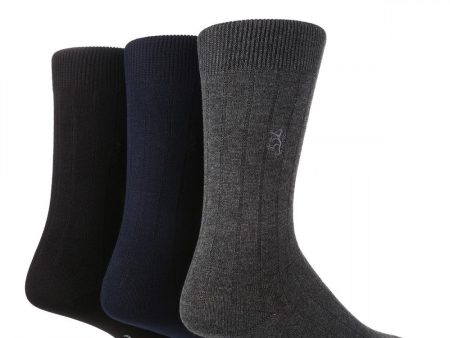 3 Pair Pringle Black Label Mens Ribbed Bamboo Socks on Sale