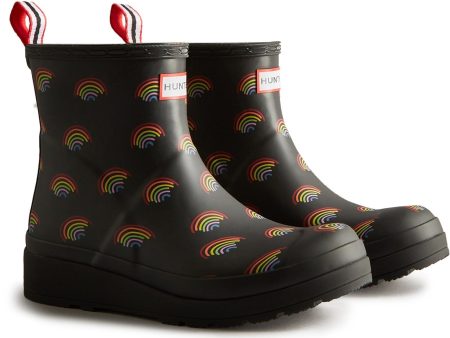 Hunter Play Short Mini Rainbow Print Waterproof Wellington Boot For Cheap