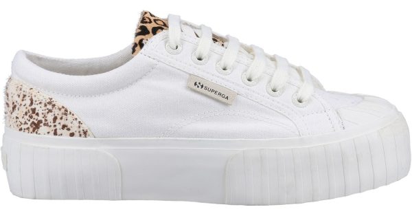 Superga 2631 Calfhair Details Womens Lace Up Animal Print Trainer Hot on Sale