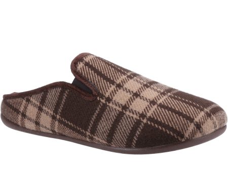 Cotswold Syde Mens Check Print Mule Slipper Hot on Sale