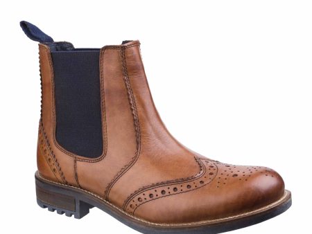 Cotswold Cirencester Mens Brogue Detail Pull On Chelsea Boot For Cheap